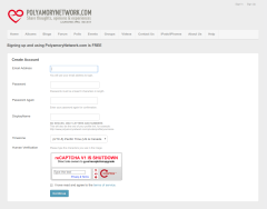 Screenshot of the registration form at polyamorynetwork.com