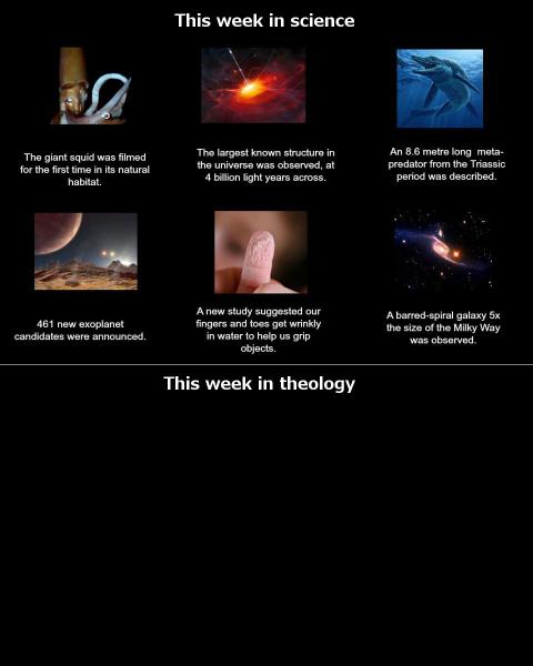 This week in science vs. This week in theology